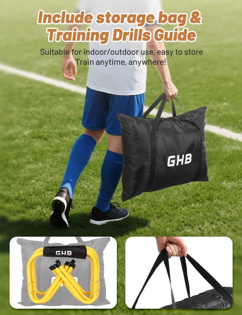 GHB Agility Hurdles 5/6 Pack Foldable Speed Agility Training Hurdles Adjustable Sturdy Hurdles Training Equipment Set with Carry Bag for Amateur, Athletes, Soccer, Basketball - Image 3